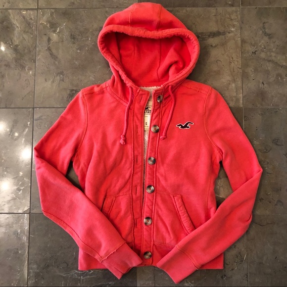 Hollister Jackets & Blazers - Coral Hollister Hoodie
